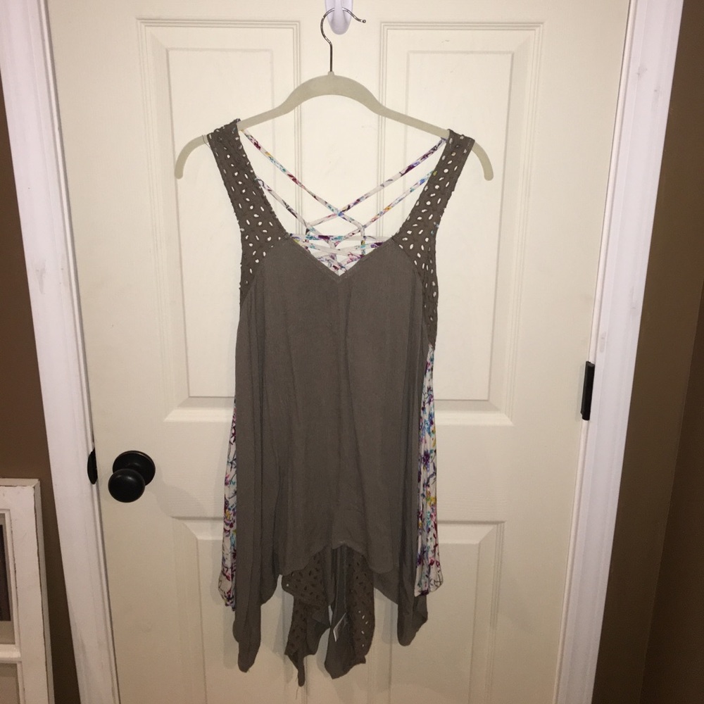 Olive/Floral Crossback Tank