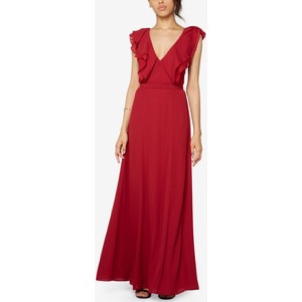 Red ruffles long dress
