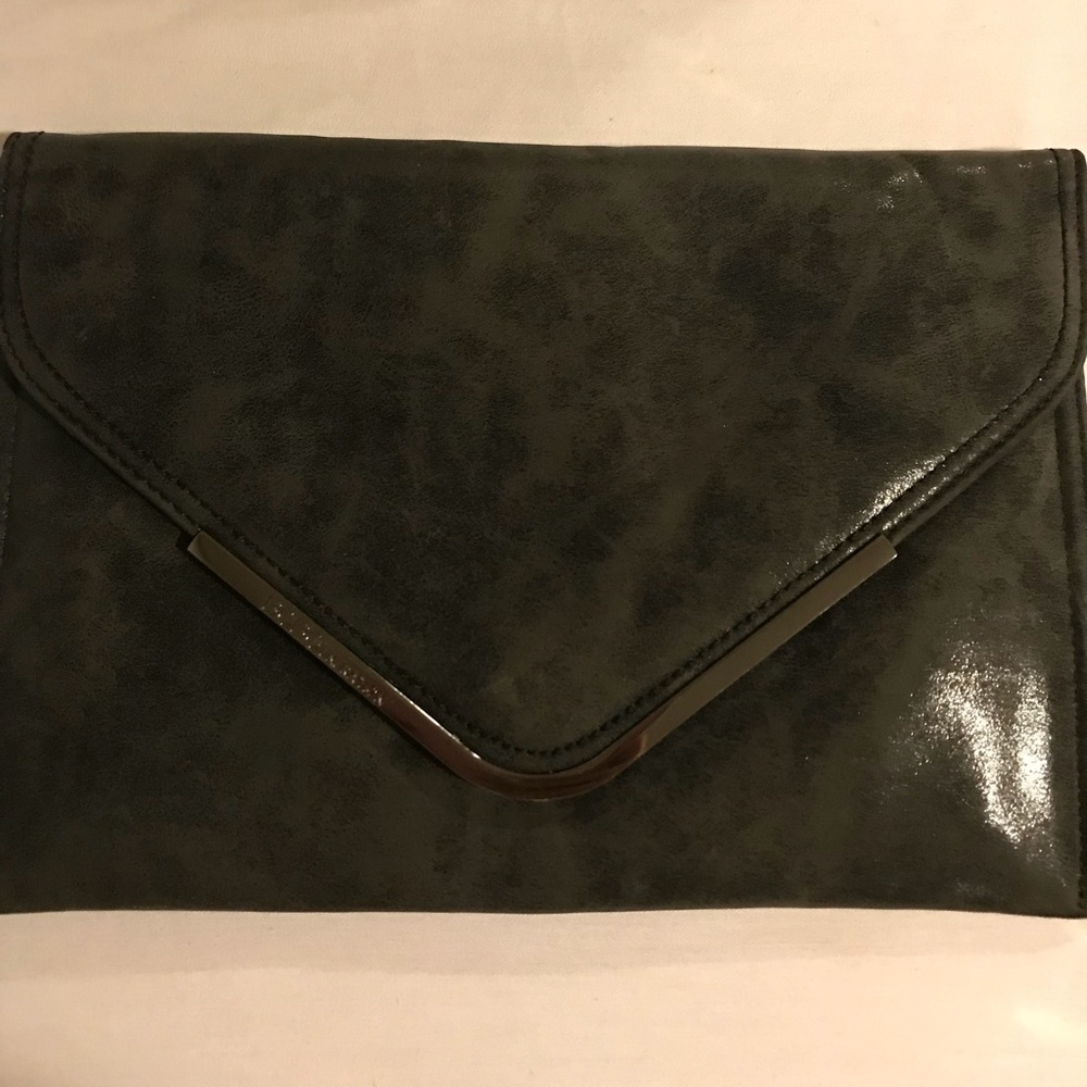 BCBG Black faux leather envelope clutch