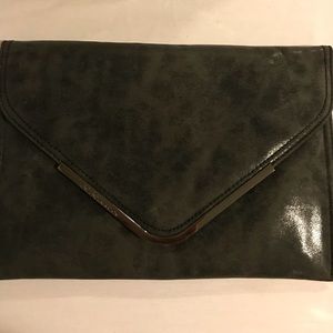 BCBG Black faux leather envelope clutch