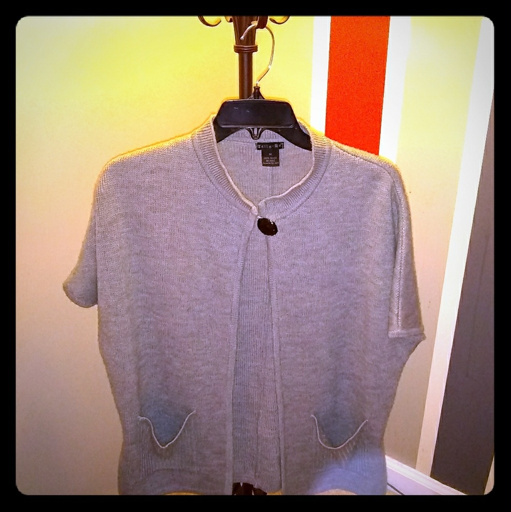Grey one button sweater