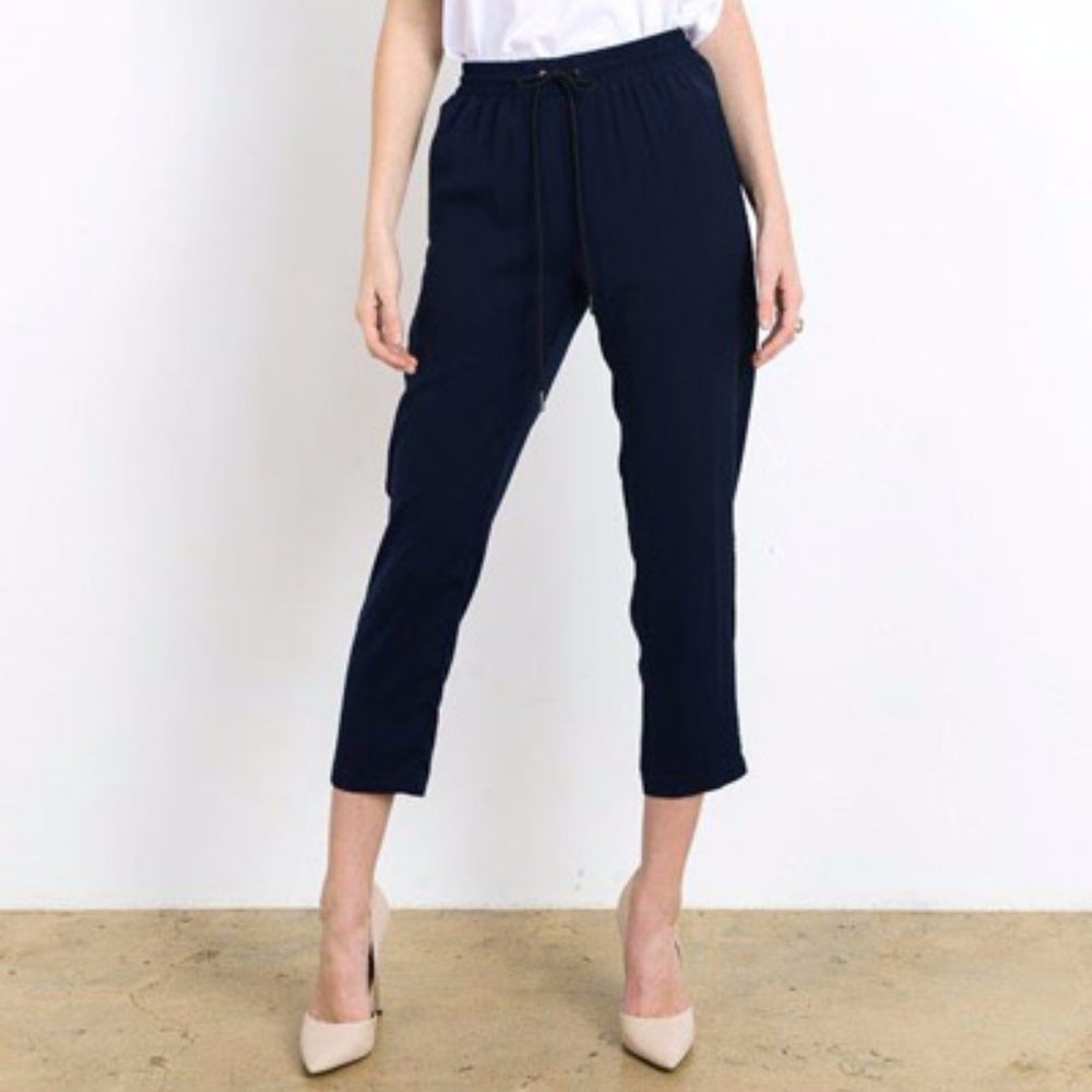 NEW Solid Track Capri Pants with Pockets