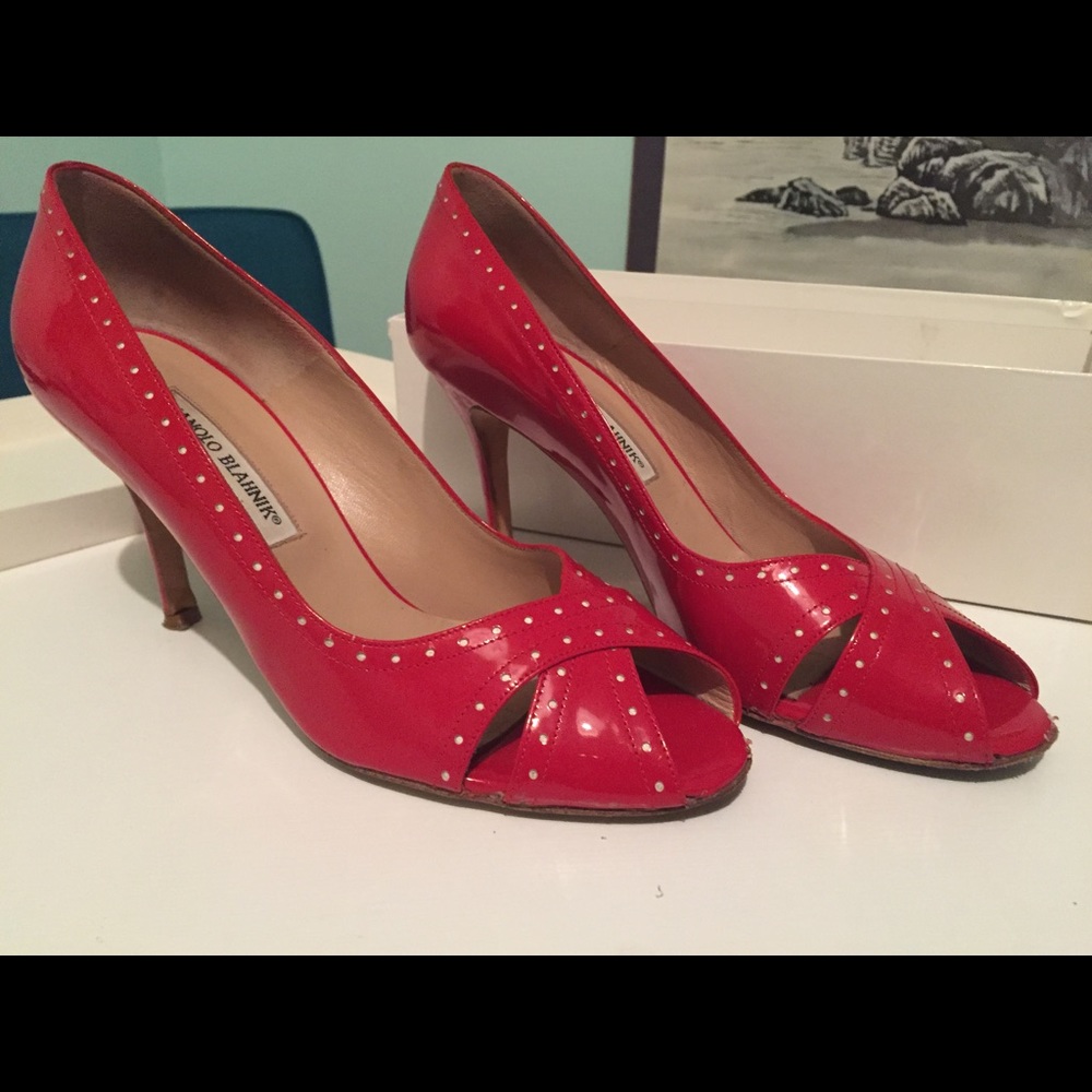 Manolo Blahnik Pumamod Pumps in True Red