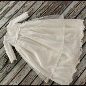 Custom cotton lace Ivory baptism gown 3-6 mo