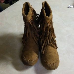 Girls Fringe Boots Size 10