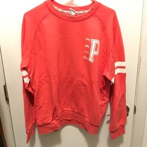 PINK coral varsity crew neck