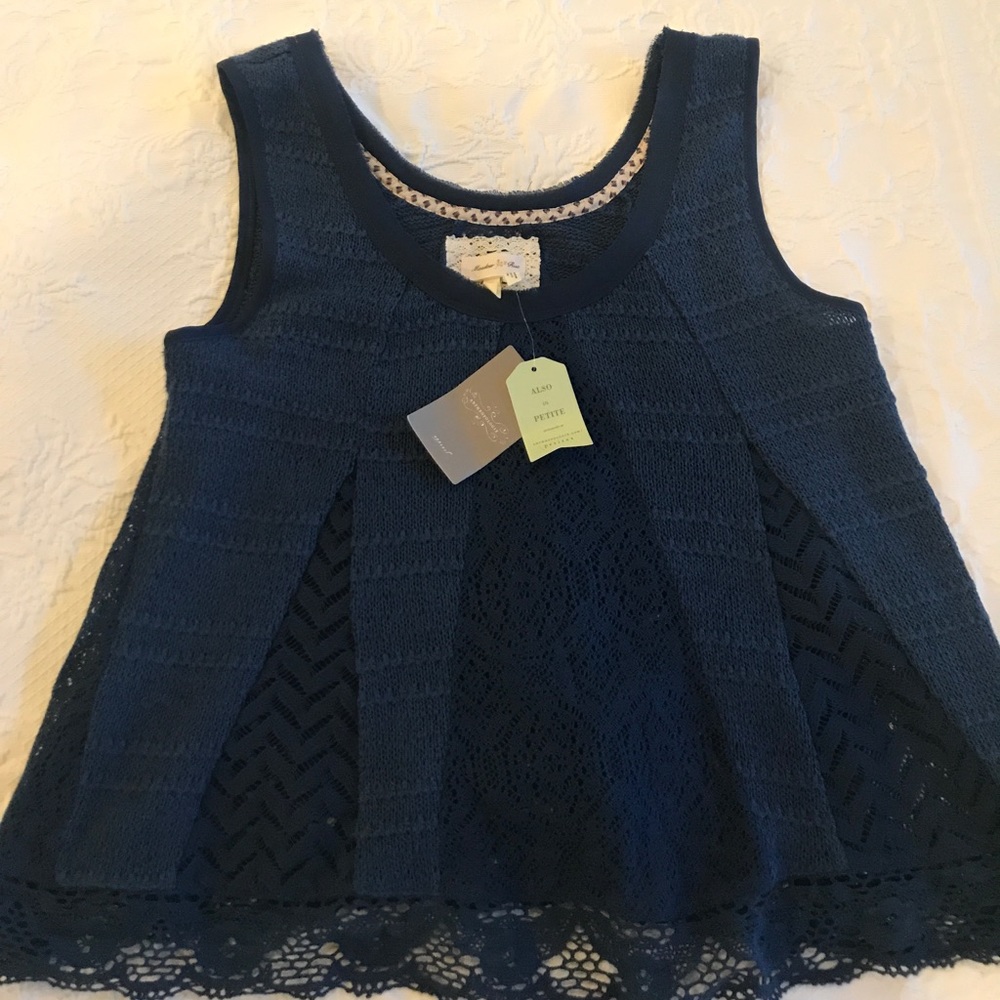 NWT navy blue lace top from Antropologie