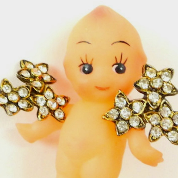 Brooches Pair Rhinestone Flowers Cluster Bridal Rare 1950s Vintage Holiday - Picture 6 of 8