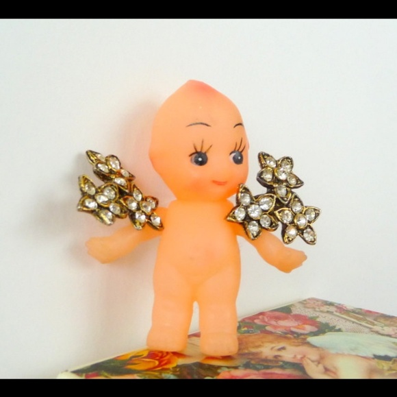 Brooches Pair Rhinestone Flowers Cluster Bridal Rare 1950s Vintage Holiday - Picture 7 of 8