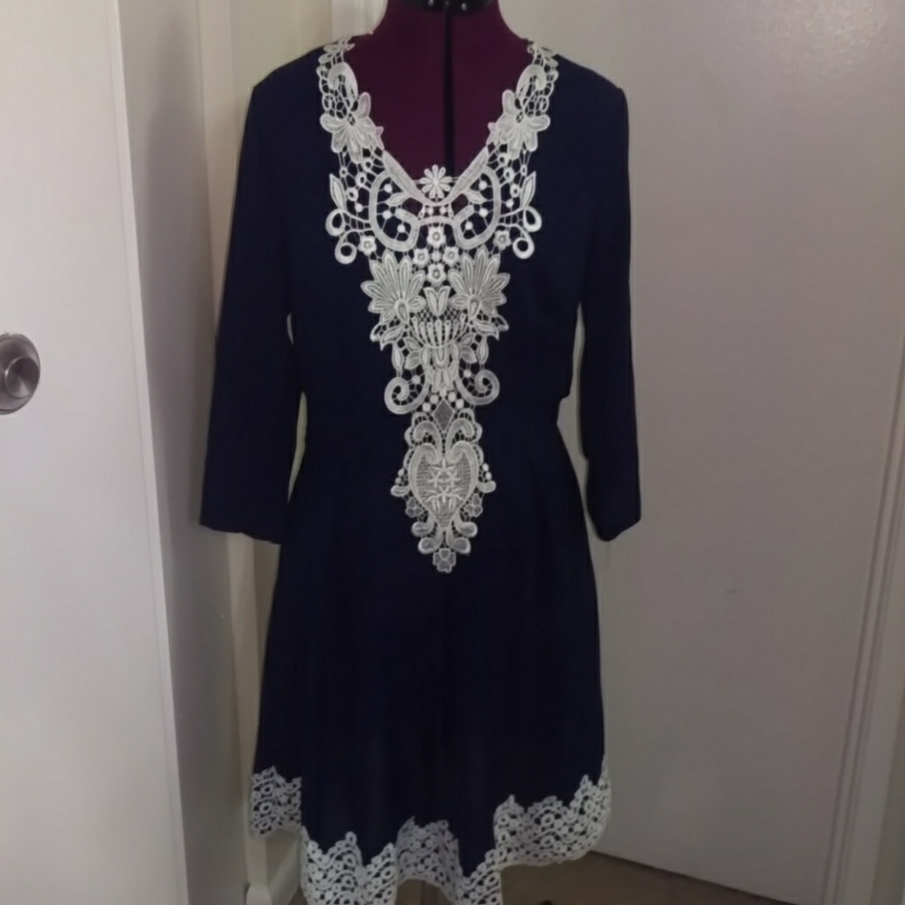 Navy Applique dress