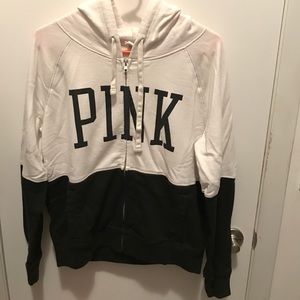PINK full zip color block sweatshirt