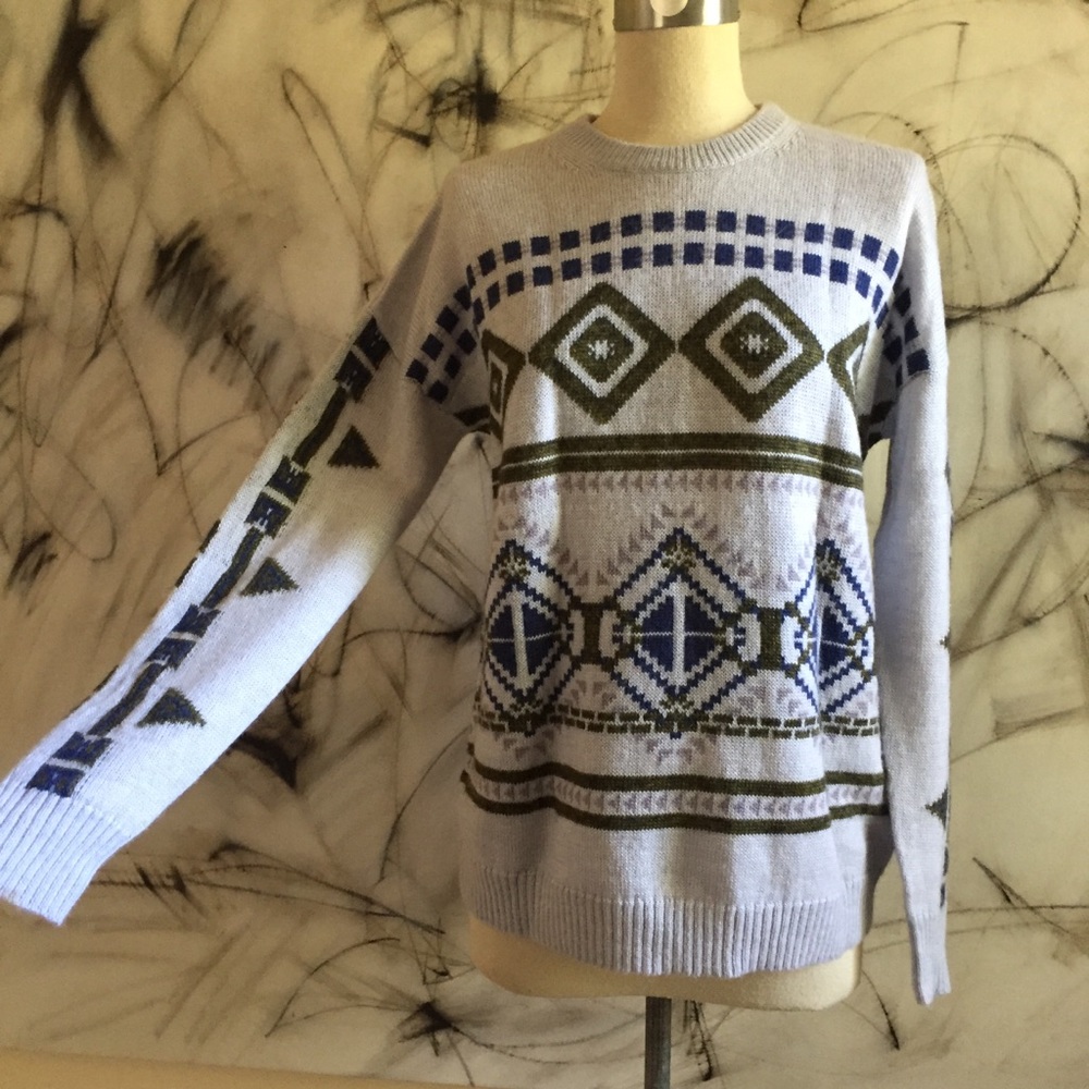 J Crew Light Blue Gray Nordic Sweater EUC!