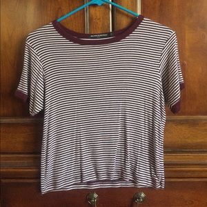Brandy Melville Maroon Striped Shirt