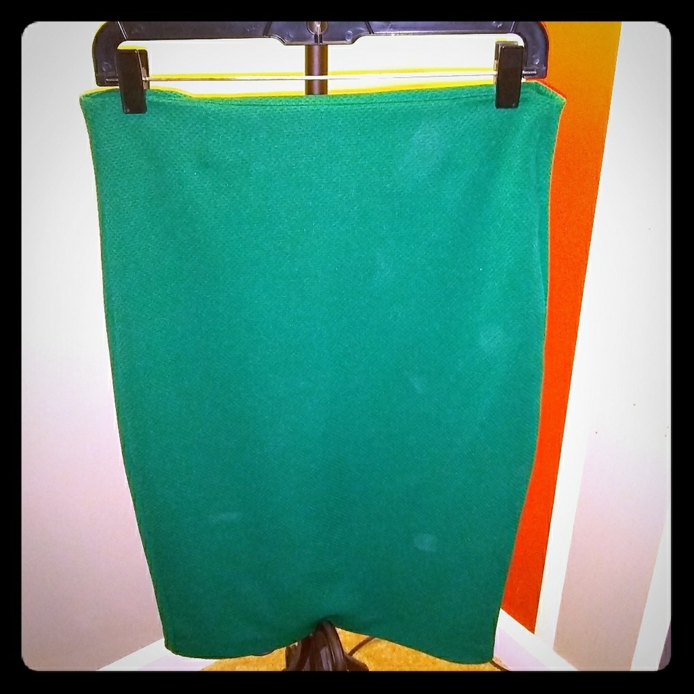 Martian green striped pencil skirt