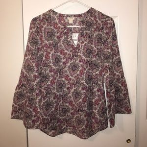 J Crew Factory Bell Sleeve Shirt