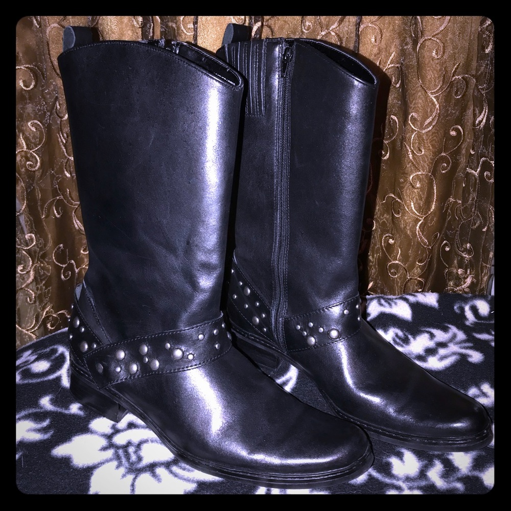 Matisse Black Leather Studded Boots Made in Brazil