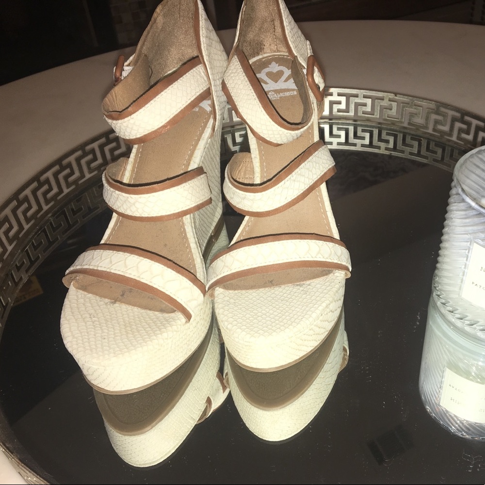 Leather wedges - fergalicious NWOT