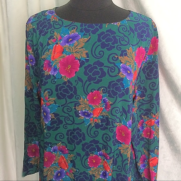 S. G. Sport Green Floral Print Shift Dress - Picture 2 of 8