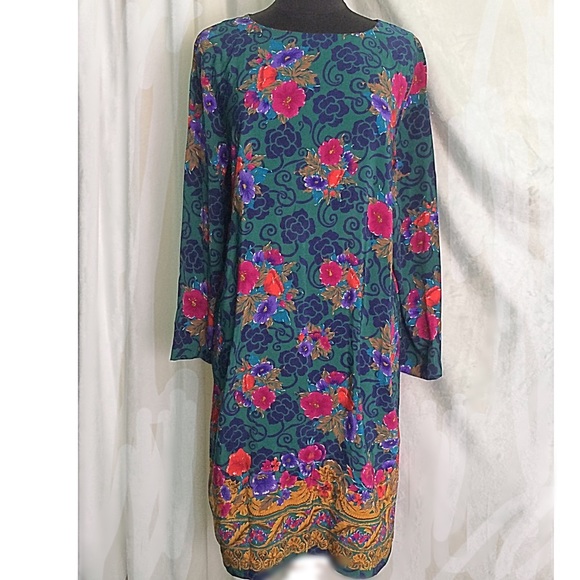 S. G. Sport Green Floral Print Shift Dress - Picture 6 of 8