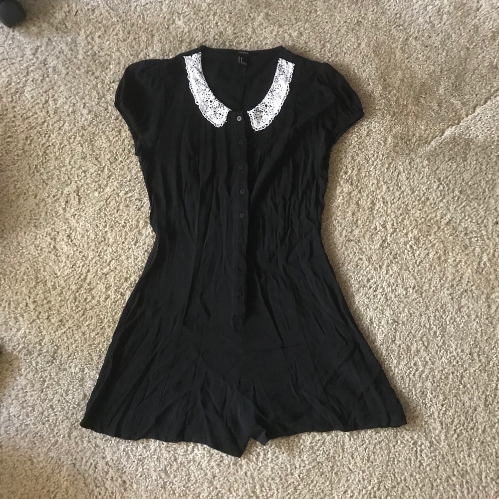 White Collared Black Romper