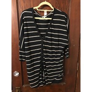 Joie Black and White Striped Cardigan Size Large