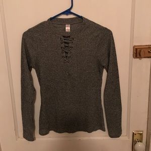 Long sleeve lace up shirt