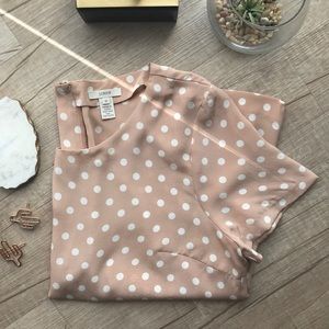 J CREW Silk Short Sleeve Polka Dot Blouse - 12