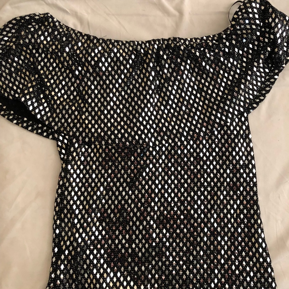 sparkly off the shoulder shirt