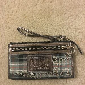 Coach Poppy Tartan Wristlet