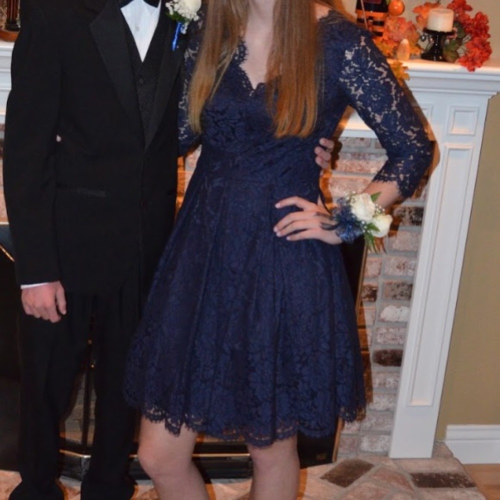 Eliza J Navy Blue Lace Dress