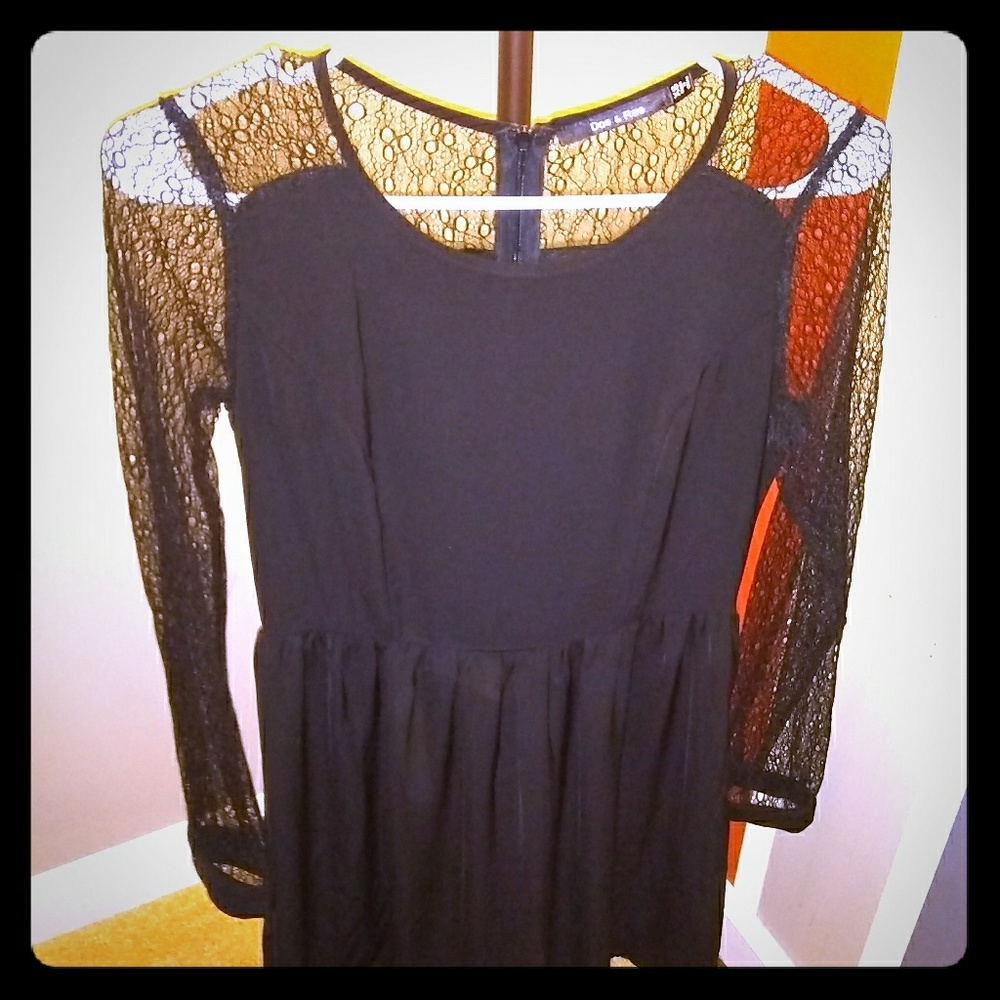 Black long sleeve sheer dress