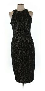 Classy black lace cocktail dress