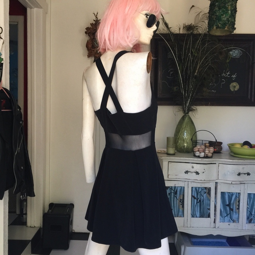 Black partly mesh dress