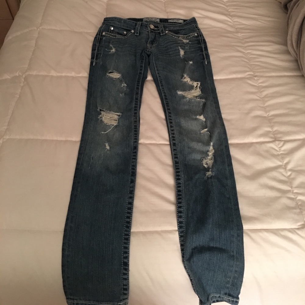 Sequined ripped jeans