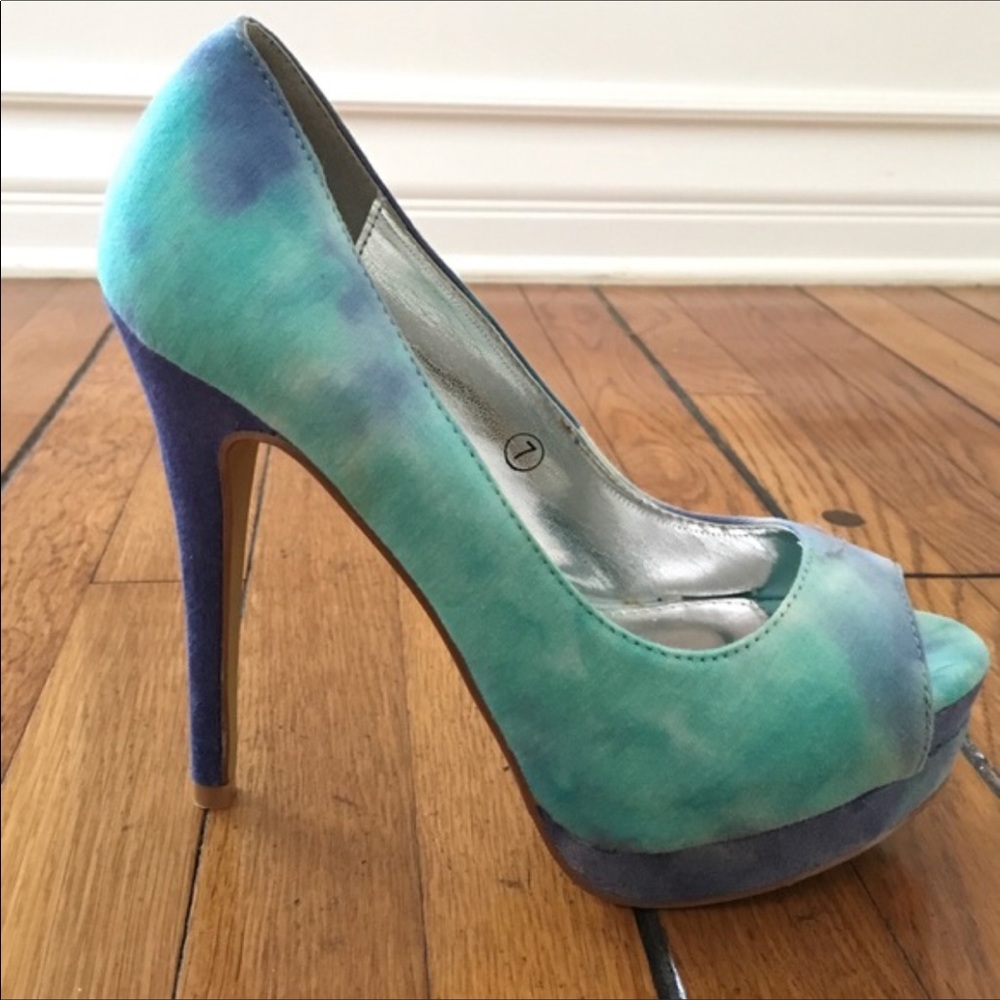 C Label brand new blue tie dye heels. Never worn!