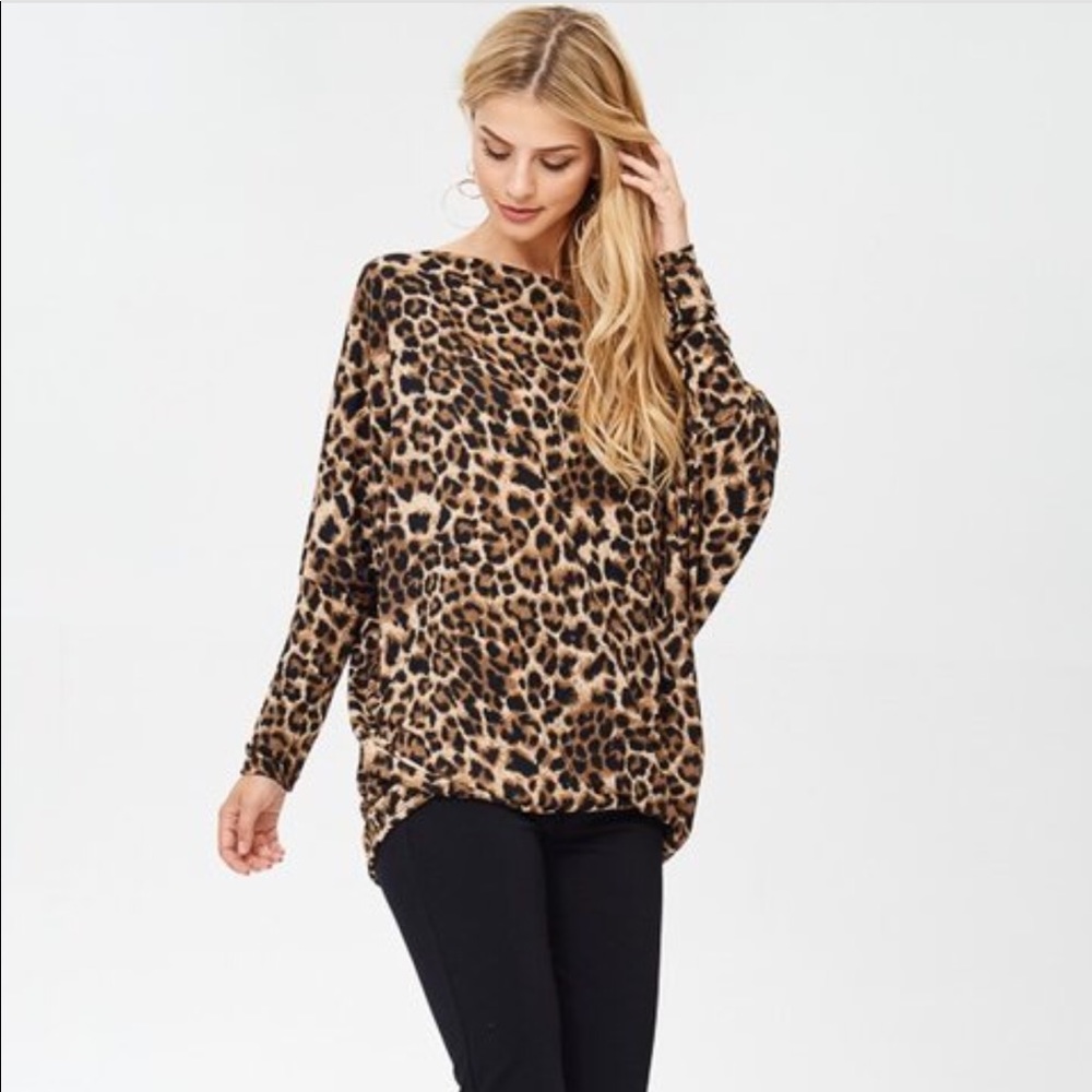Off the Shoulder Leopard Print Top Jersey Knit - Picture 6 of 6