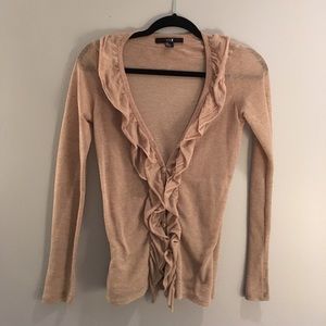Tan ruffled cardigan