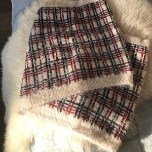 Infinity thick red, blue & cream plaid scarf