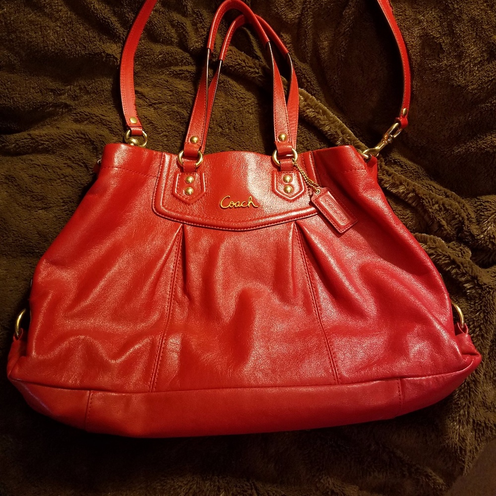 Coach Ashley Leather Handbag - HOLIDAY RED