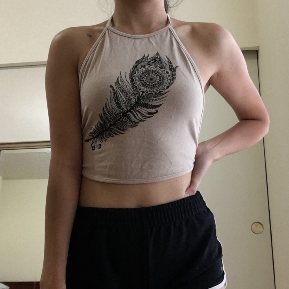 LA Hearts tie back halter crop top