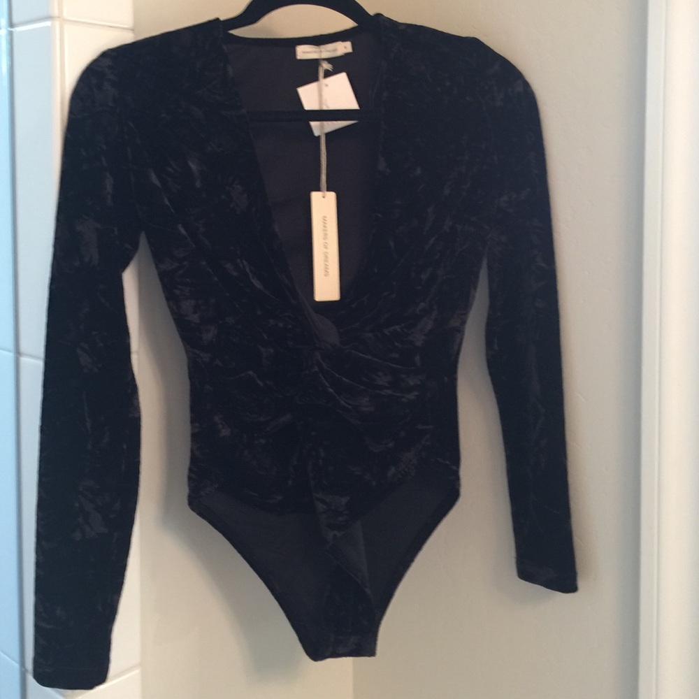 Deep V knotted body suit - Black size Small