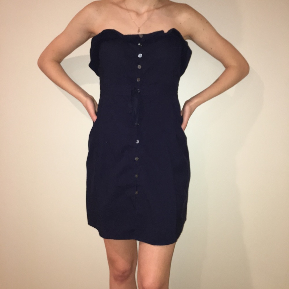 Juicy Couture Navy Blue Button Down Dress