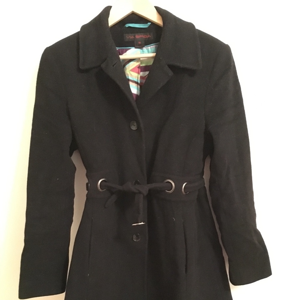 Via spiga black wool coat