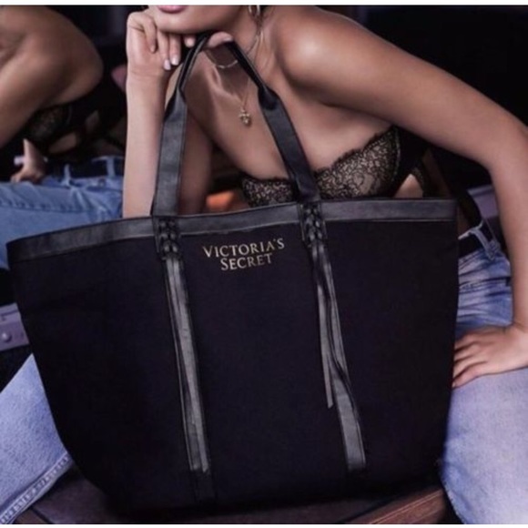 Victoria Secret Black Fringe Tote - Picture 2 of 5