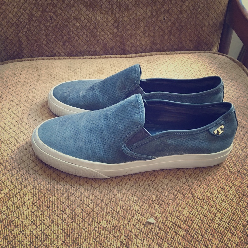Tory Burch Floyd Navy Leather Slip On Sneakers