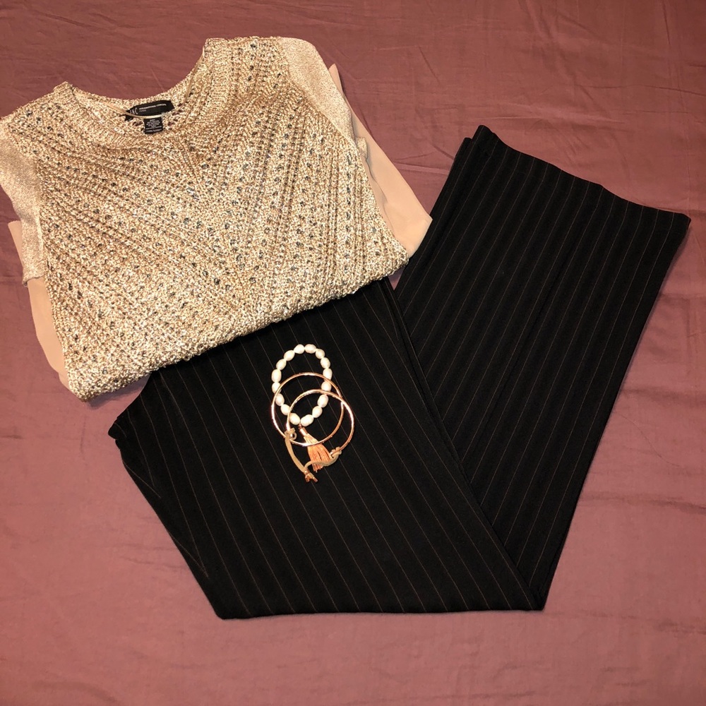 Black dress pants w tan stripes