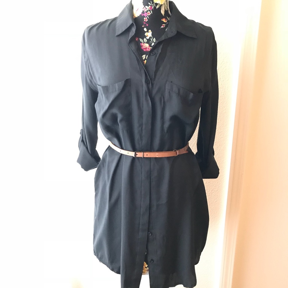 LUSH Black Button Down Dress