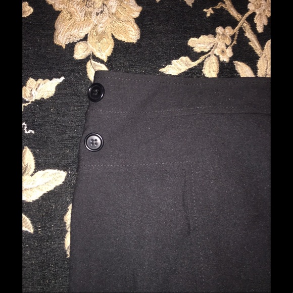 BCBG Max Azria Black Pencil Skirt Side Buttons - Picture 3 of 8