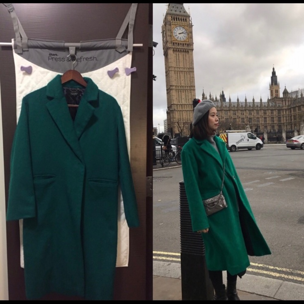 Topshop green coat!  Chic!!
