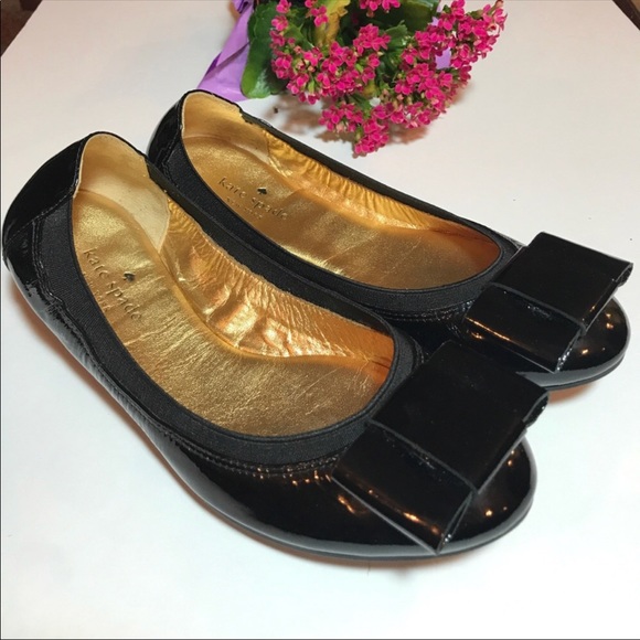 kate spade black flats with bow